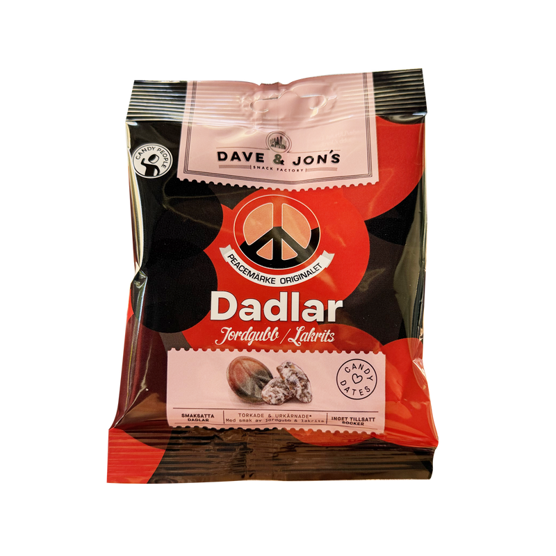 Dave & Jon's Dadlar Jordgubb & Lakrits 50g