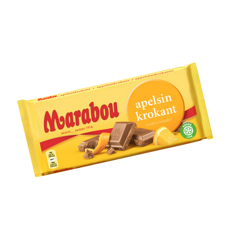 Marabou Apelsinkrokant – Milk chocolate with orange crisp 160g
