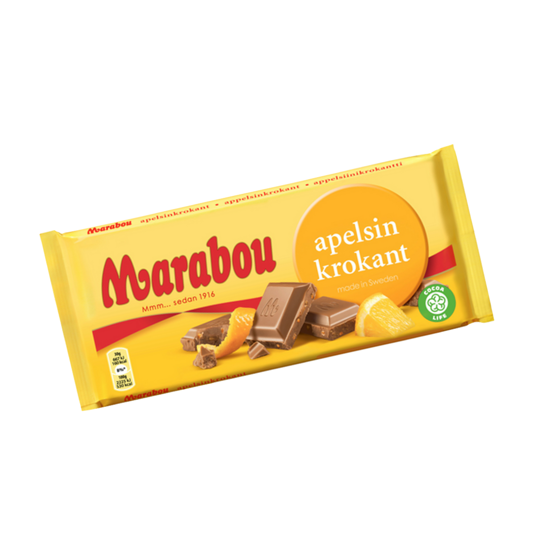 Marabou Apelsinkrokant – Milk chocolate with orange crisp 200g