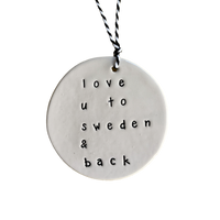 Ceramic Swedish Words Tag