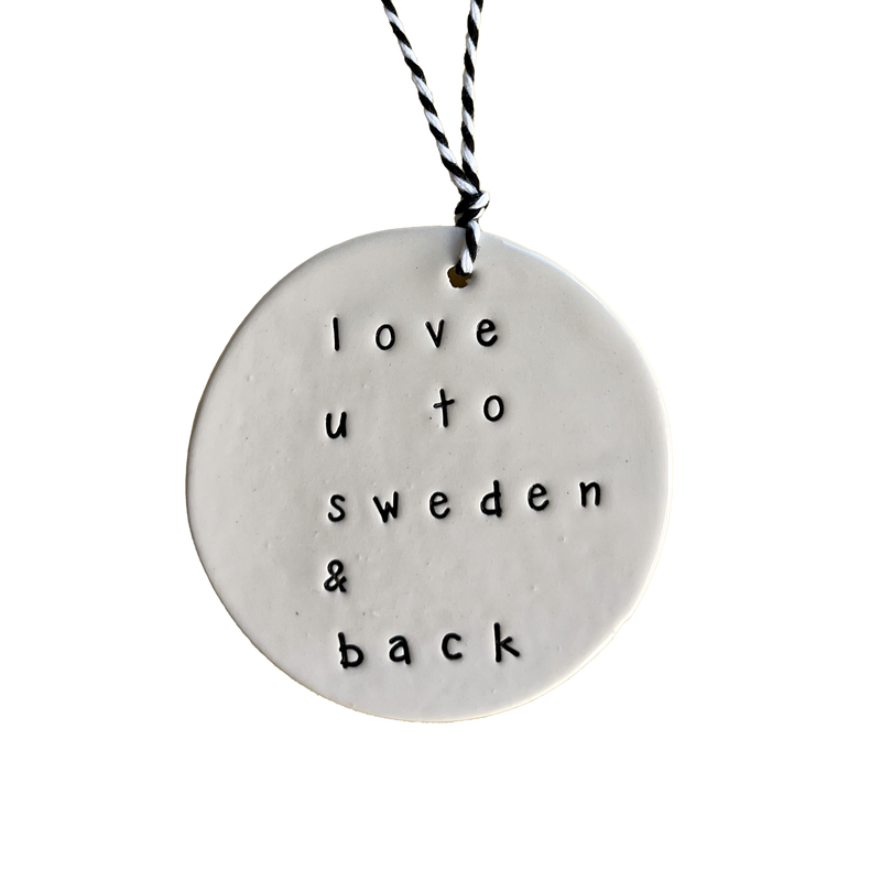 Ceramic Swedish Words Tag