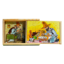 Load image into Gallery viewer, Pettson &amp; Findus 4 x Timber Puzzles
