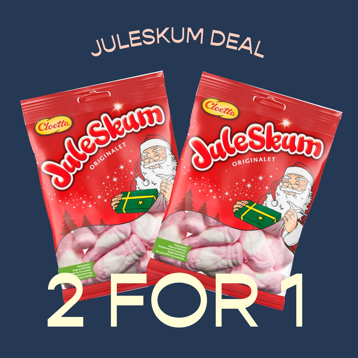 2 for 1 Cloetta Juleskum Original – Marshmallow Santas 200g