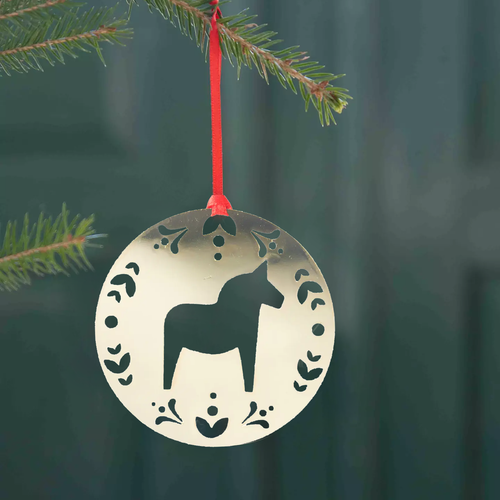 Hanging Decoration – Gold Dala Horse
