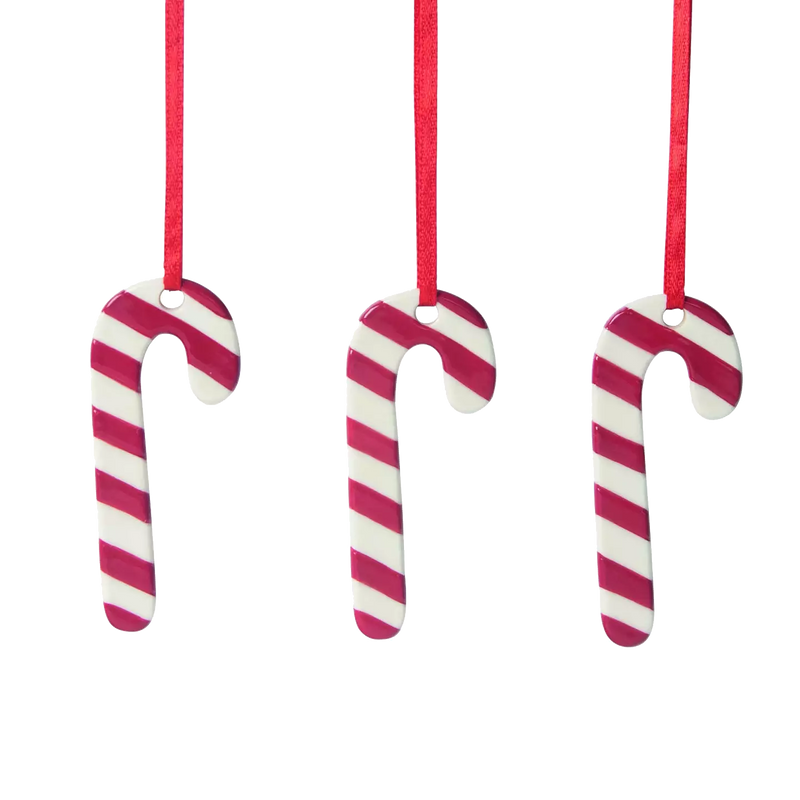 Christmas Decorations – Ceramic Candy Canes 3pcs