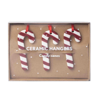 Christmas Decorations – Ceramic Candy Canes 3pcs