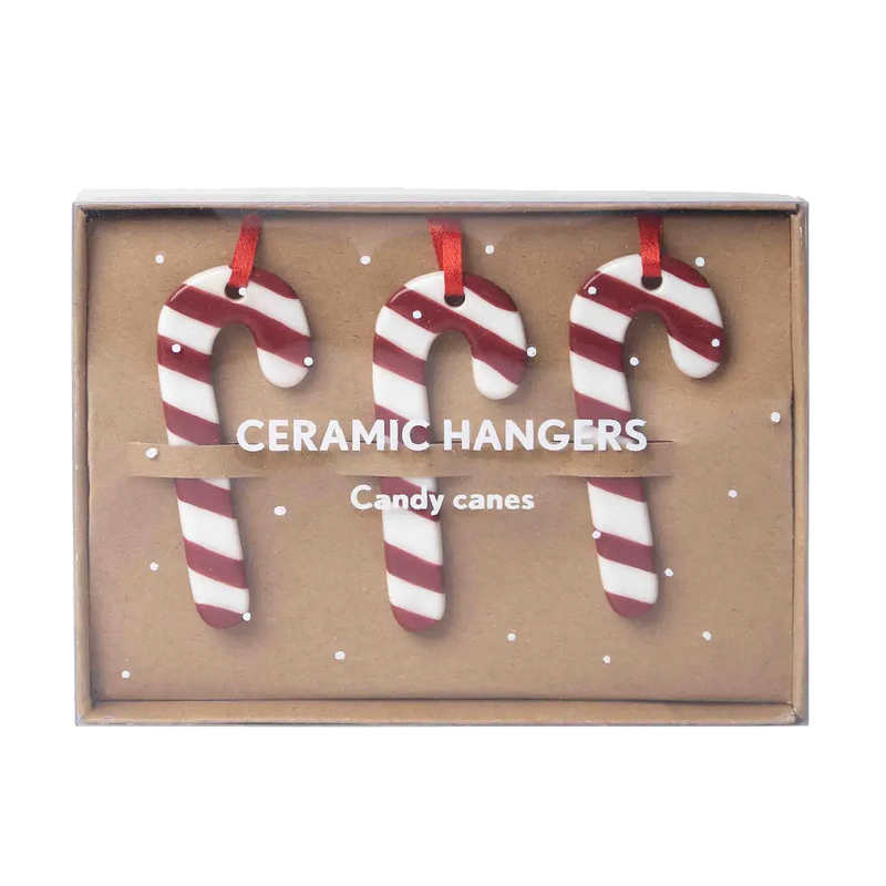 Christmas Decorations – Ceramic Candy Canes 3pcs