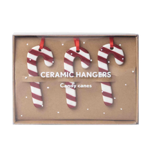 Load image into Gallery viewer, Christmas Decorations – Ceramic Candy Canes 3pcs
