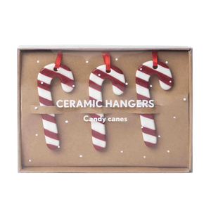 Christmas Decorations – Ceramic Candy Canes 3pcs