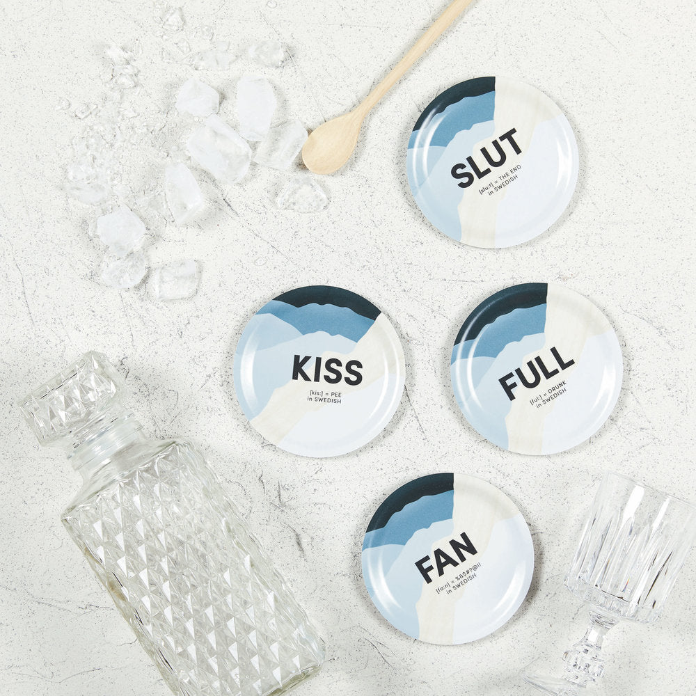 Swedish Words Coasters - NAUGHTY (4 pack)