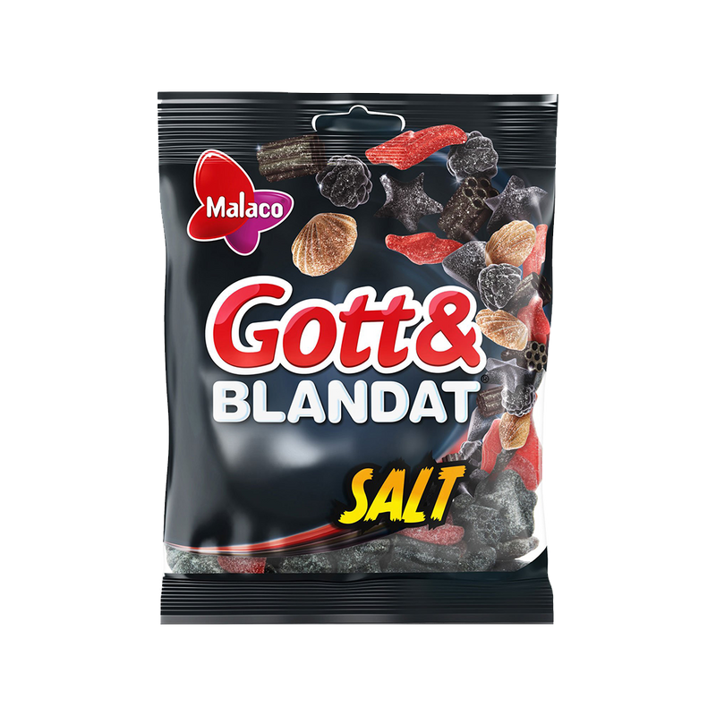 Malaco Gott & Blandat Salt – Salty liquorice & sour wine-gum mix 150g -