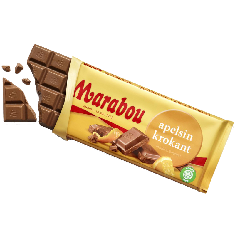 Marabou Apelsinkrokant – Milk chocolate with orange crisp 160g
